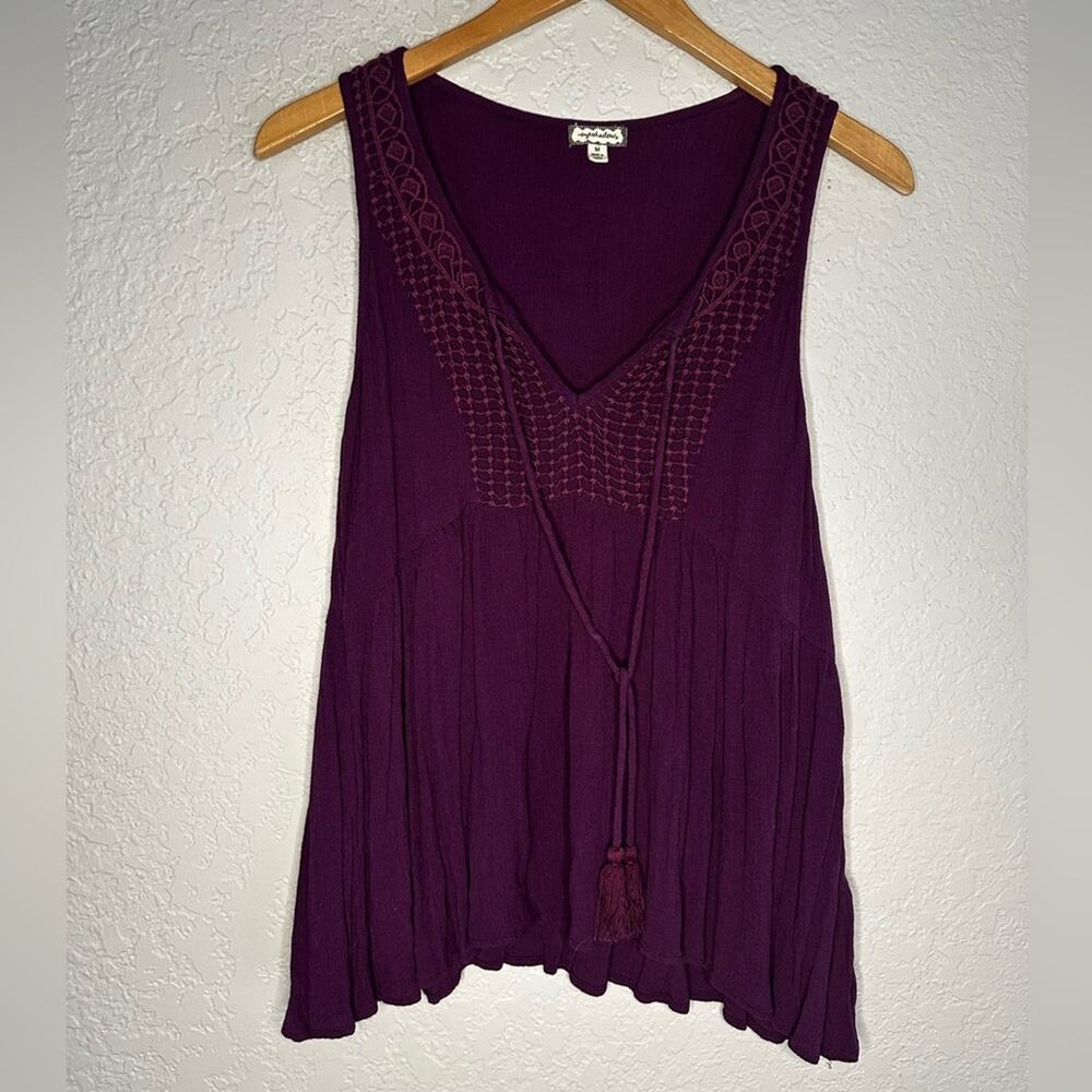 Y2K Purple Crochet Babydoll Top Plum Eyeshadow Medium Rayon 90s Tank